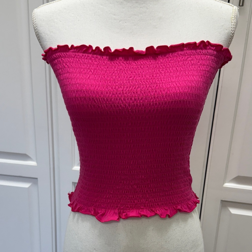 H&M Fuchsia Smocked Crop Top